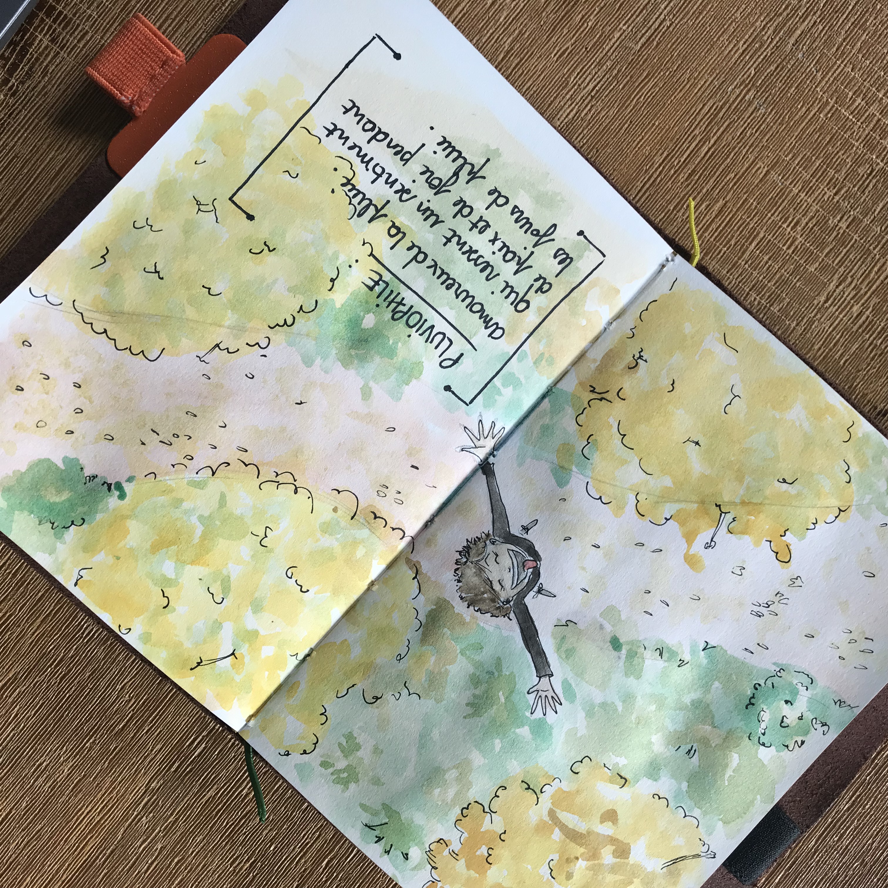 Croquis d'une scène sous la pluie