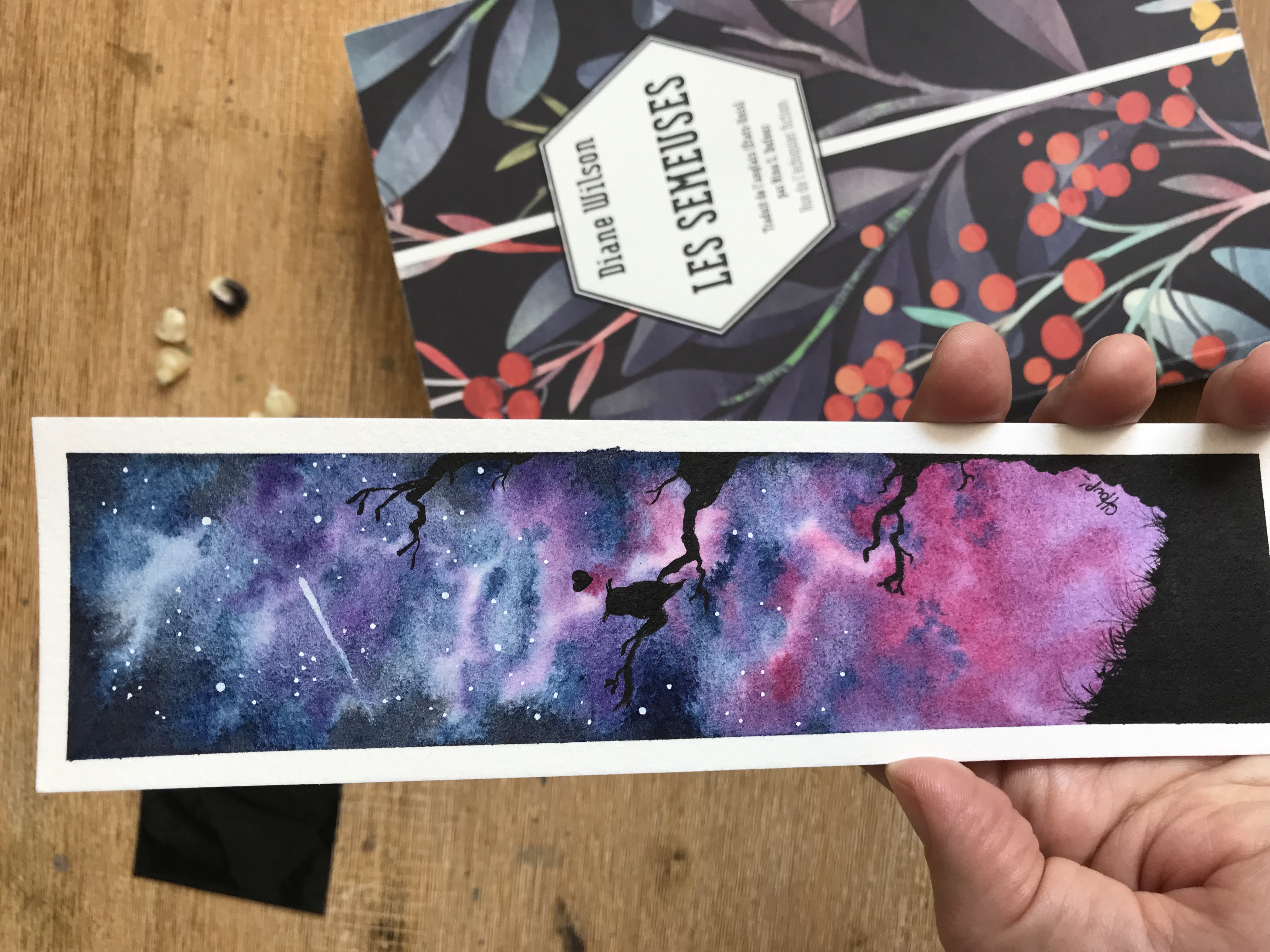 Marque page représentant un ciel étoilé