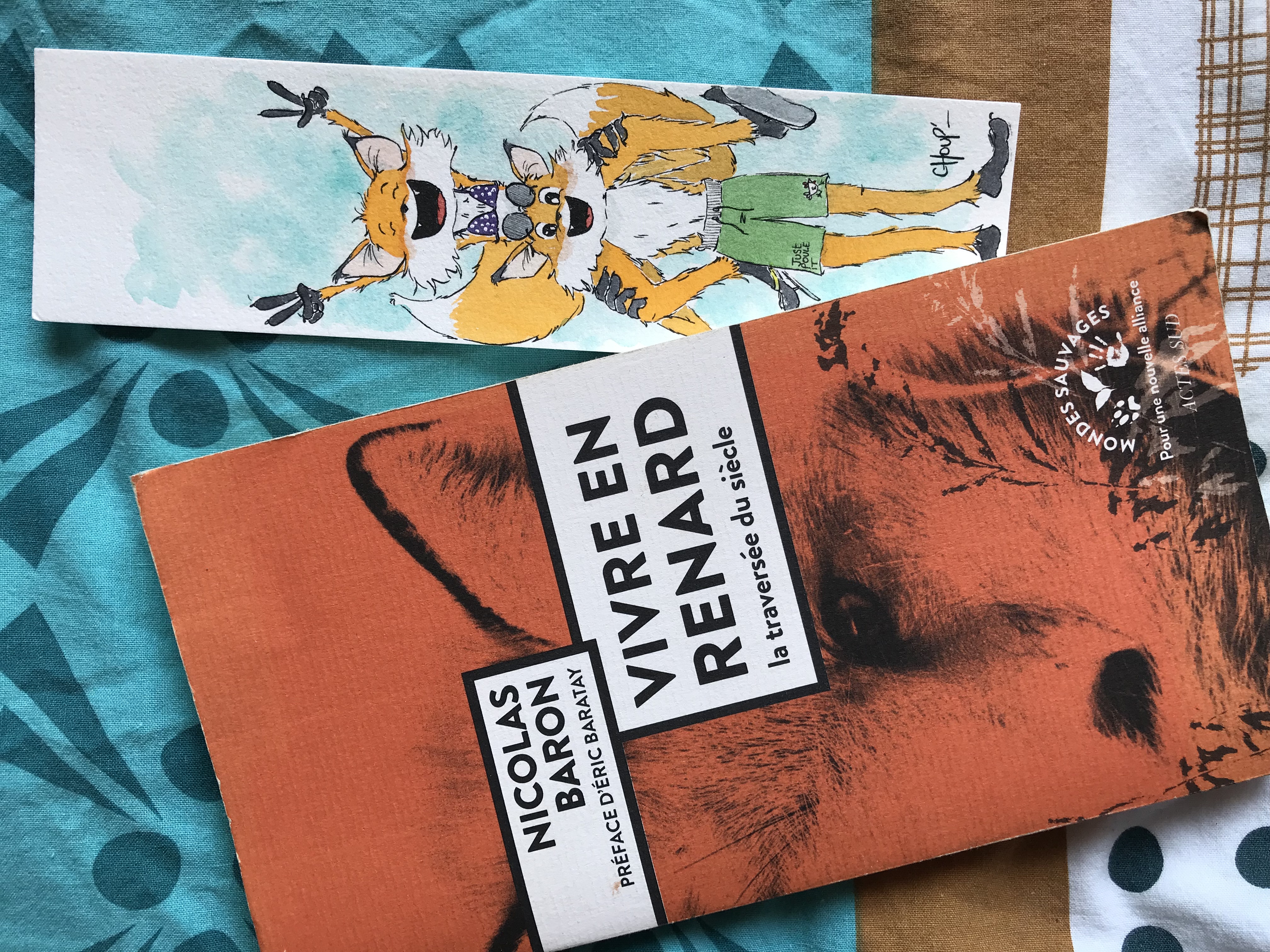 Marque page représentant une famille de renards